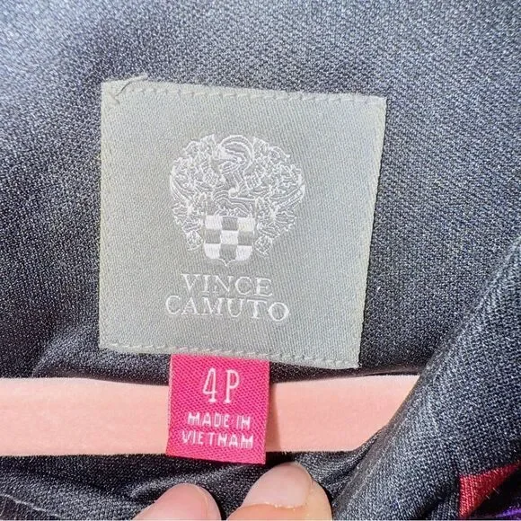 Vince Camuto Black Multi Sleeveless Printed Pleated A-Line Dress Lined 16 - Picture 9 of 12